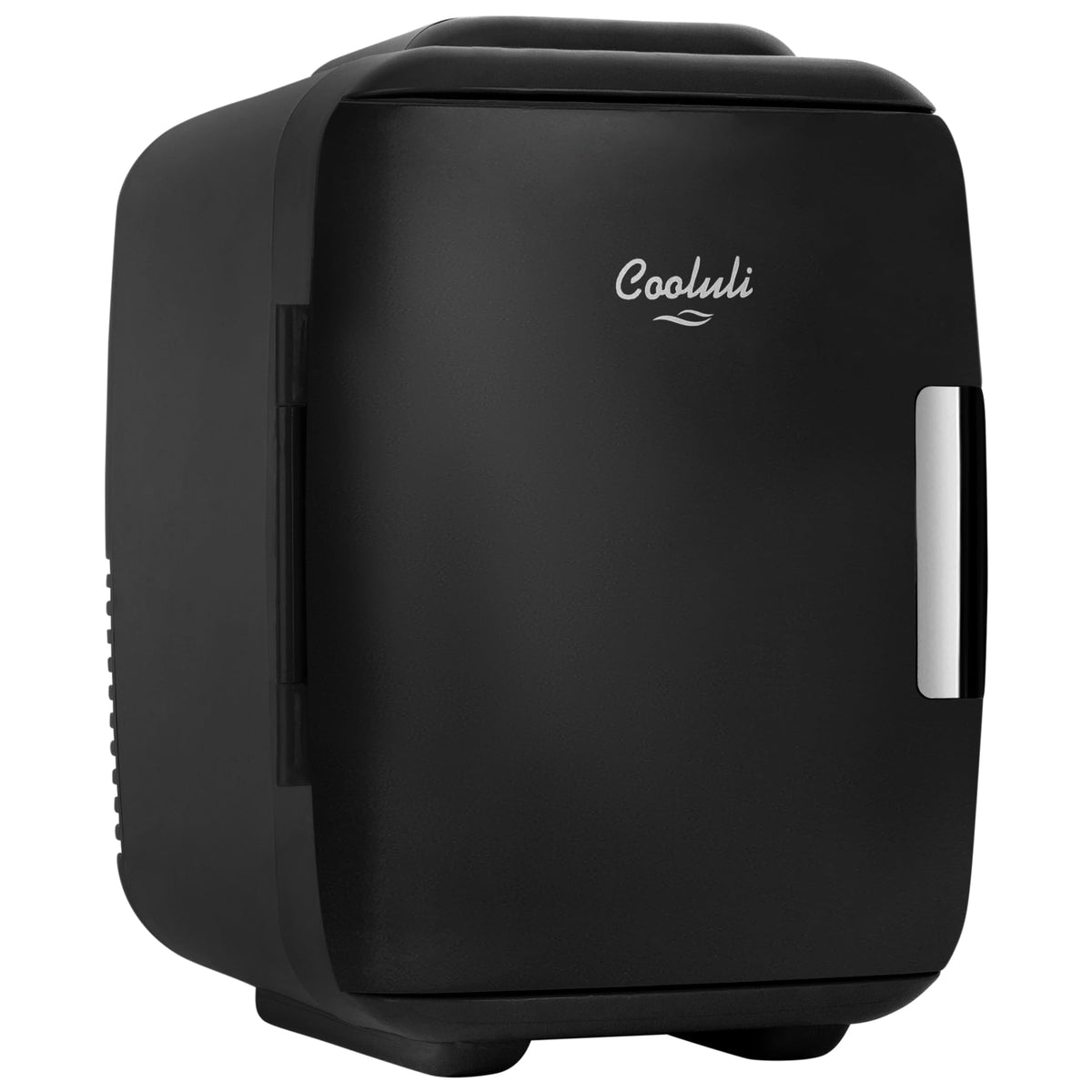 Cooluli Classic 4L compact dorm fridge on a desk for snacks.