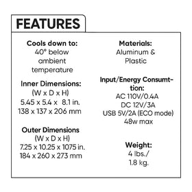 Cooluli Classic 4L EcoMax tech highlights quiet operation and efficiency.