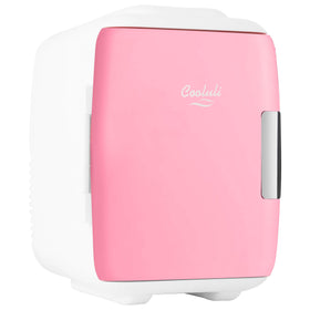 Cooluli mini fridge pink front view for compact bedroom cooling.