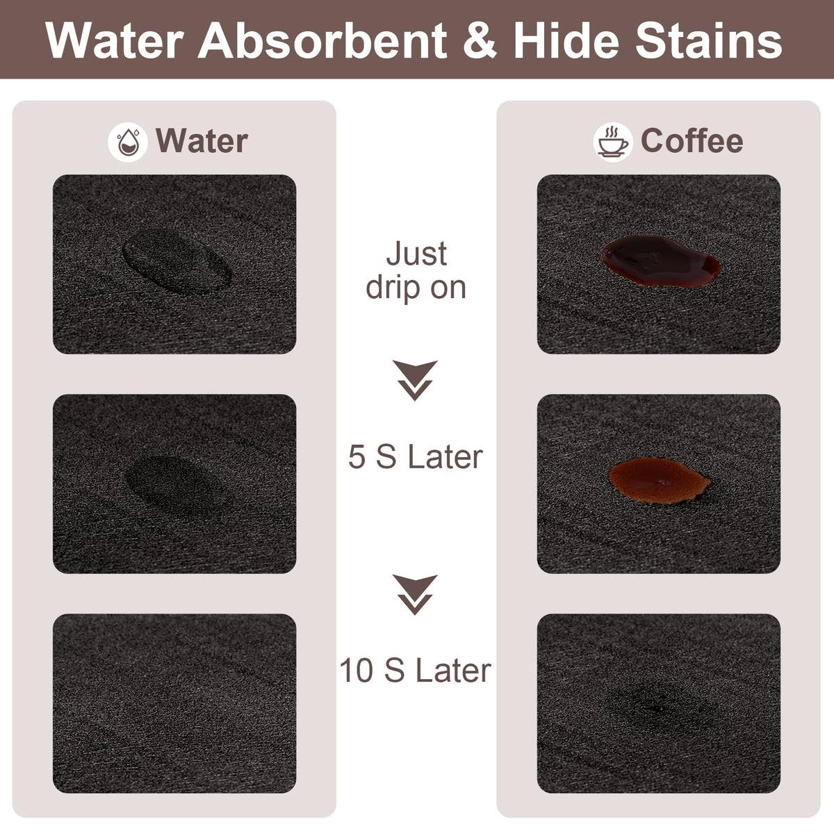 CooRug absorbent coffee mat 16x24 on counter keeps surfaces dry and organized