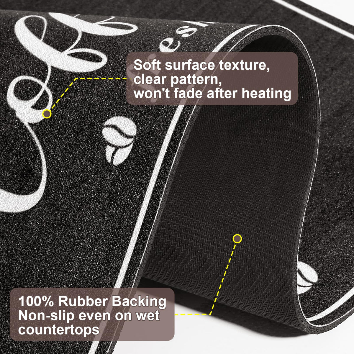 CooRug heat-resistant coffee mat tolerates hot cups and spills confidently