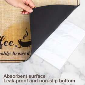 CooRug pet-feeding mat beige protects floors during meals.