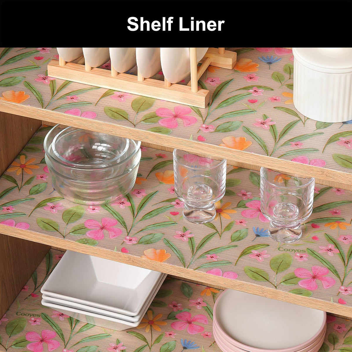 Cooyes cabinet liner non-adhesive design prevents adhesive residue on drawers.