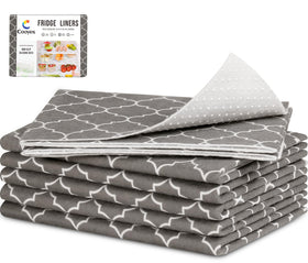 Cooyes drawer liner with non-slip back keeps fridge shelves secure.