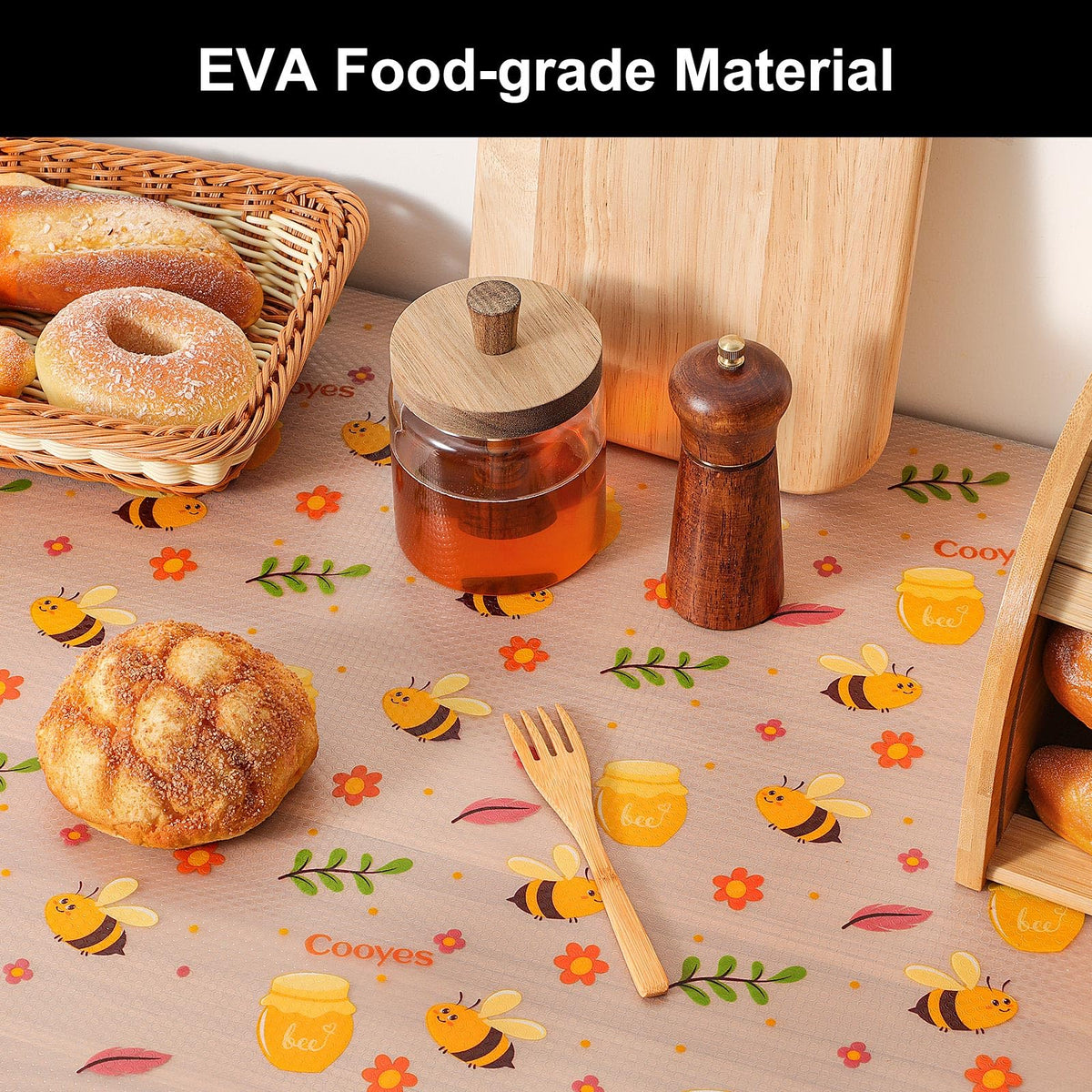 Cooyes EVA material close-up highlights durability and odorless safety.