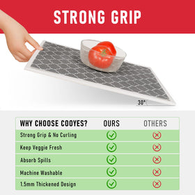 Cooyes liner protects shelves from spills with easy-clean surface.