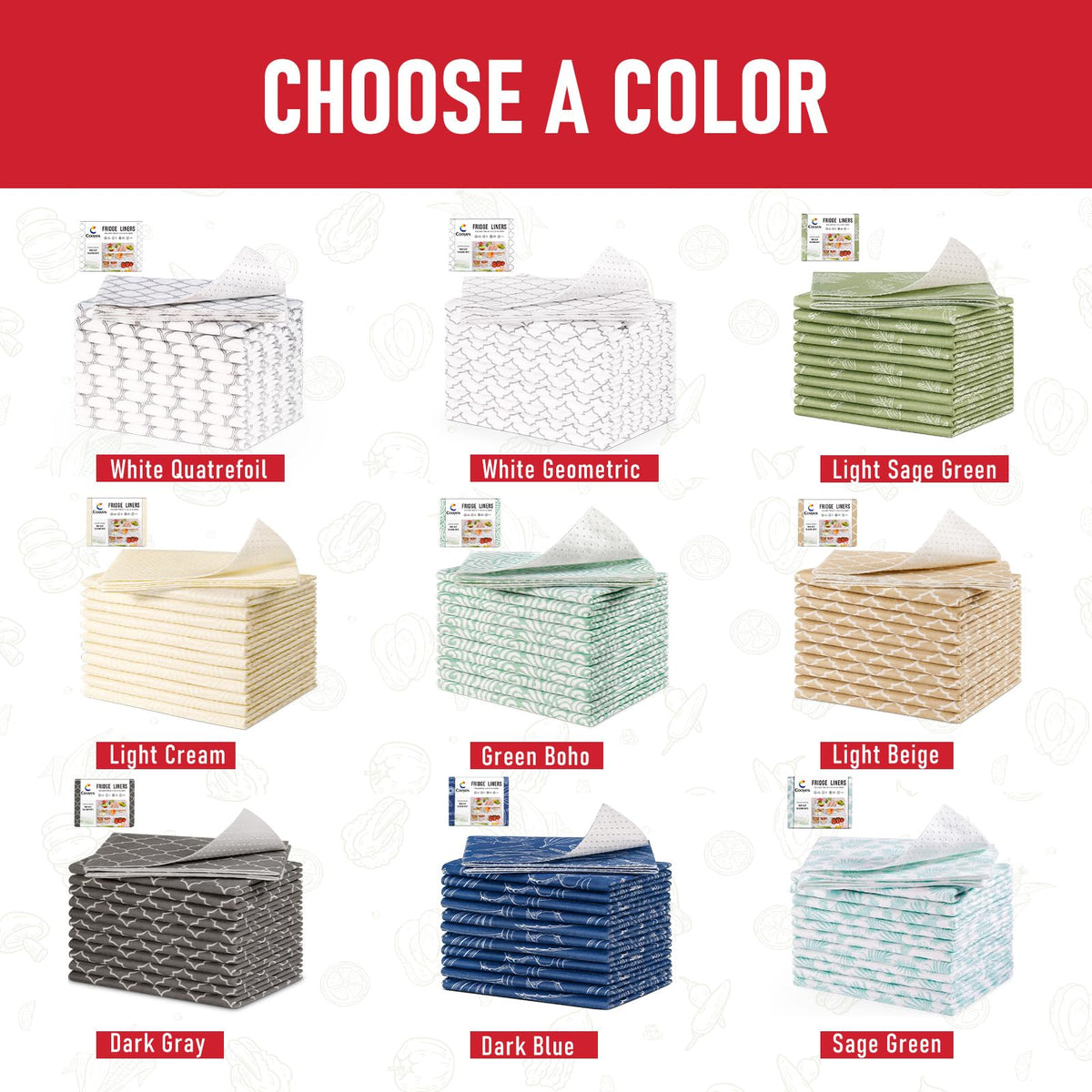 Cooyes glass-shelf liners help keep spaces organized.