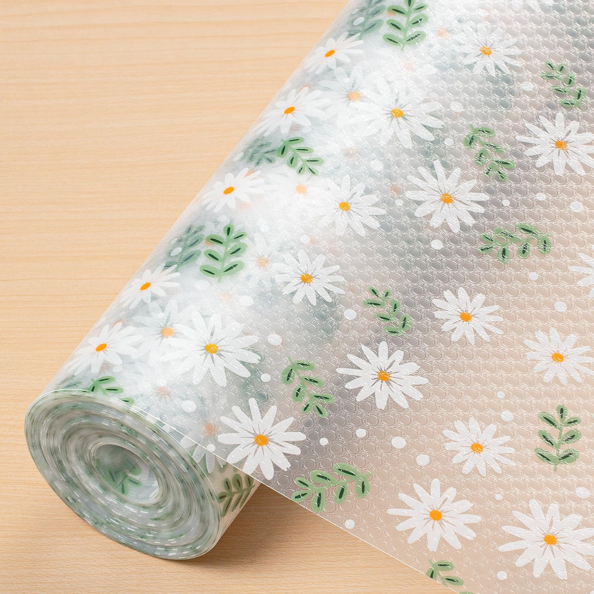 Cooyes Shelf Liner with daisy pattern overview protects surfaces with style.