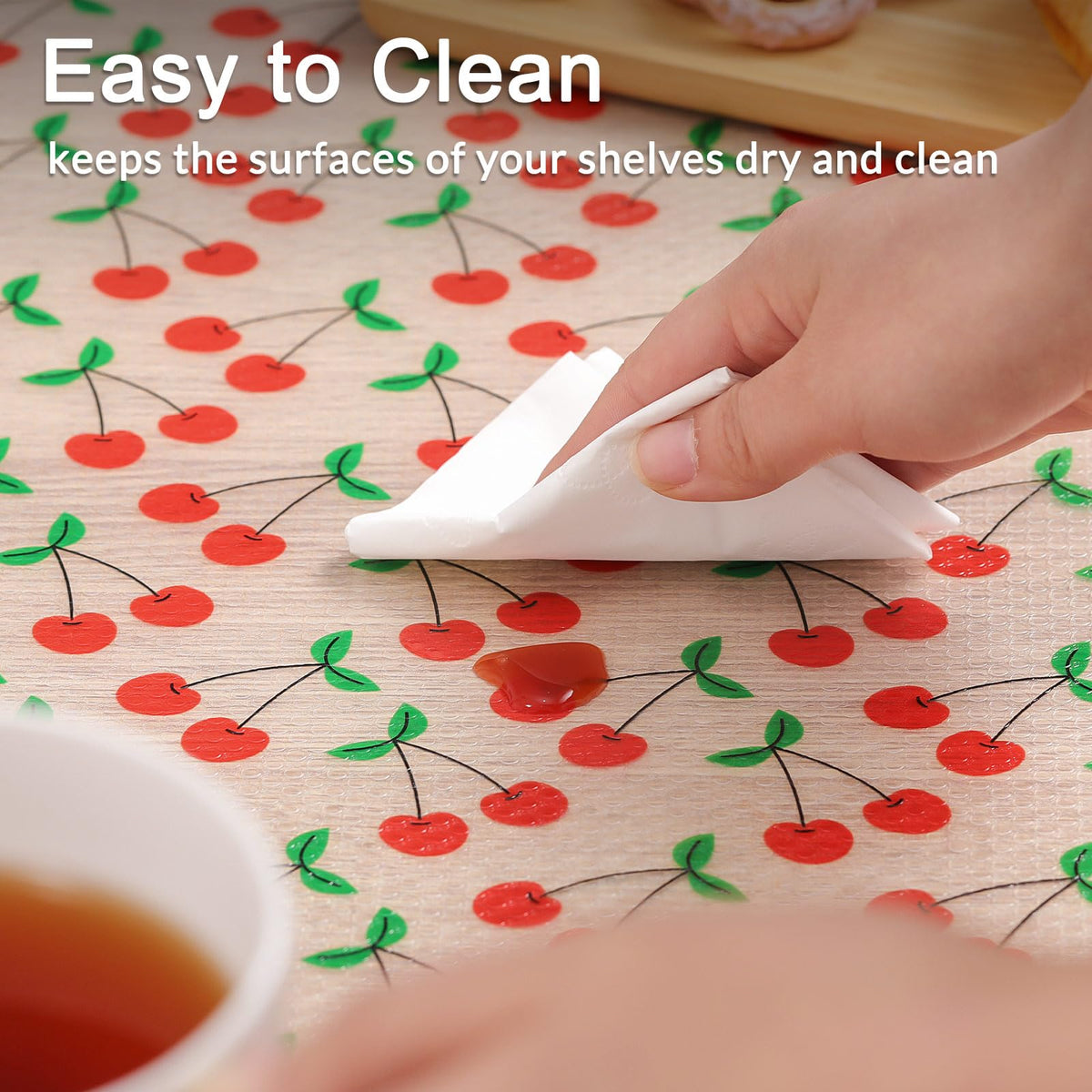 Cooyes versatile liner for kitchen drawers, cabinets, and fridge shelves.