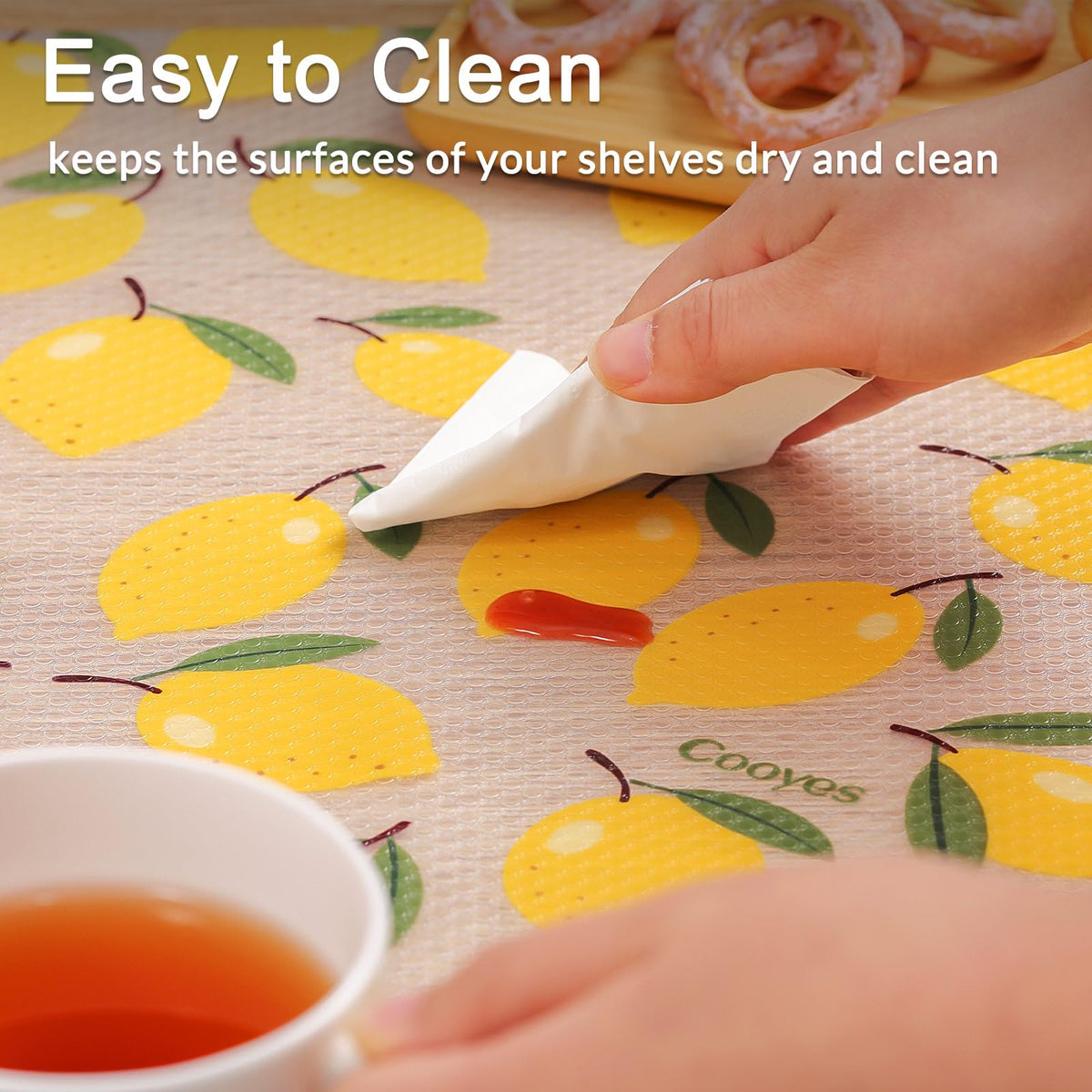 Cooyes shelf liner easy-clean waterproof for quick maintenance.