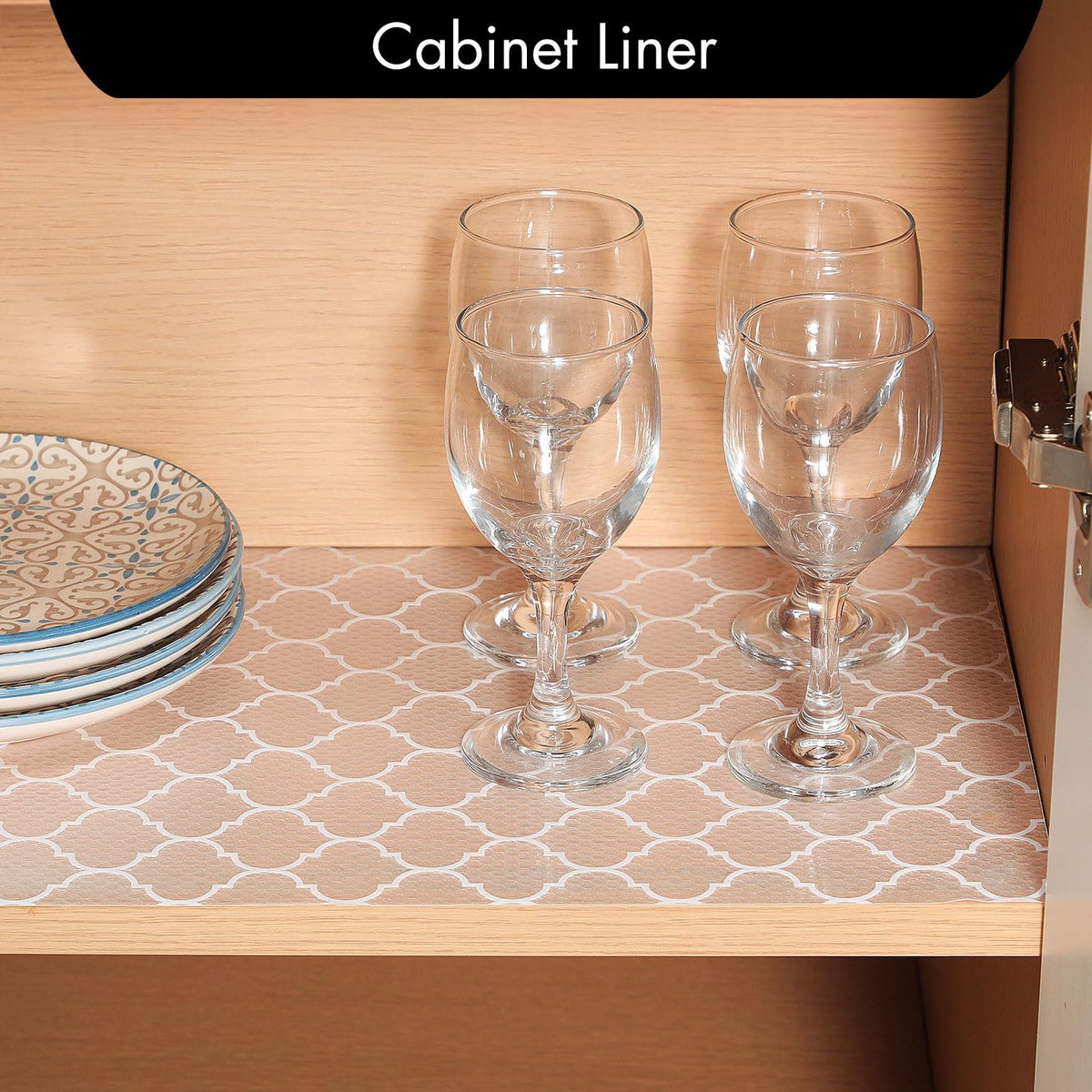 Cooyes shelf liner being cut to fit a drawer for neat organization.