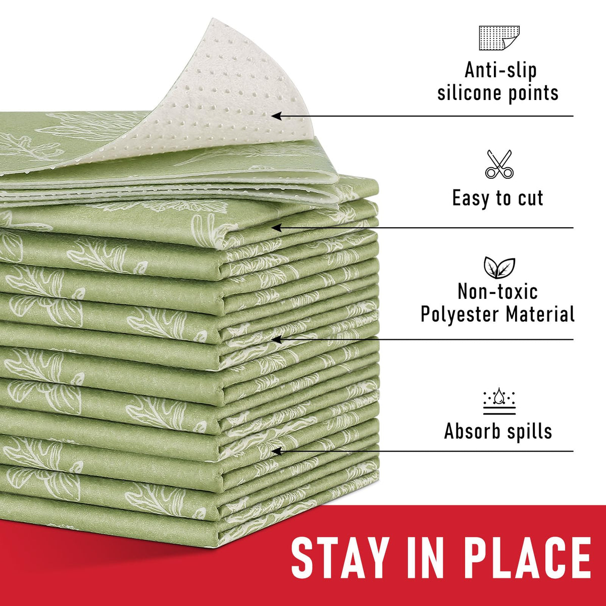 Cooyes shelf liner is machine washable for quick, reusable fridge organization.