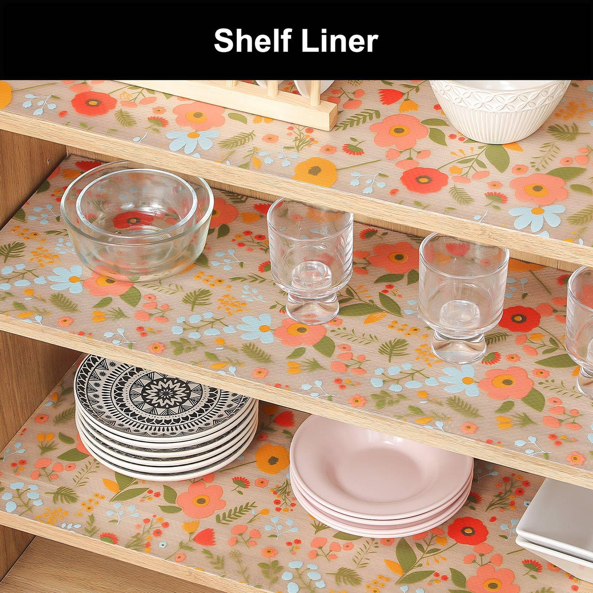 Cooyes shelf liner non-slip surface closeup helps prevent items from sliding.