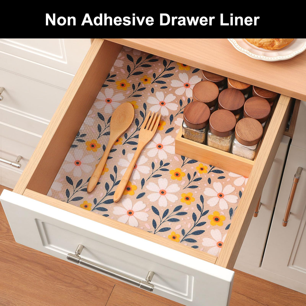 Cooyes shelf liner non-slip surface keeps drawers and shelves steady.