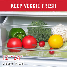 Cooyes vegetable-patterned sage green liner adds style to storage spaces.