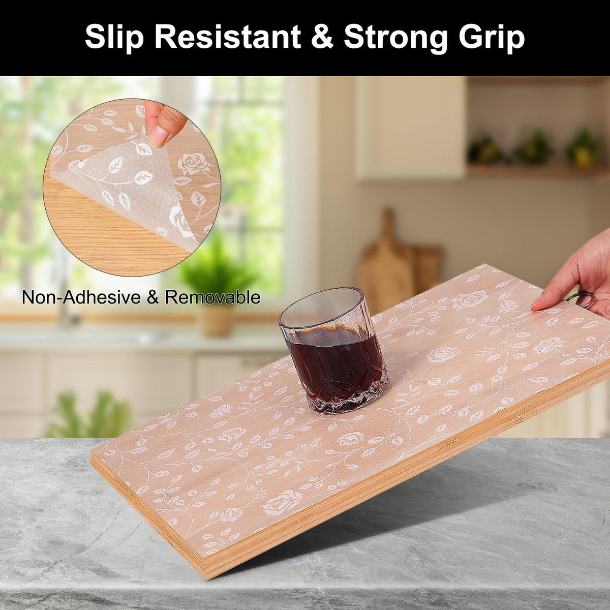 Cooyes shelf liner waterproof EVA resists spills in kitchen drawers.