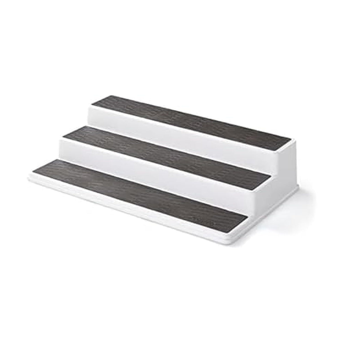 Copco 3-Tier Non-Skid Spice Rack, assembled, keeps spices organized in a compact cabinet.