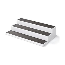 Copco 3-Tier Non-Skid Spice Rack, assembled, keeps spices organized in a compact cabinet.