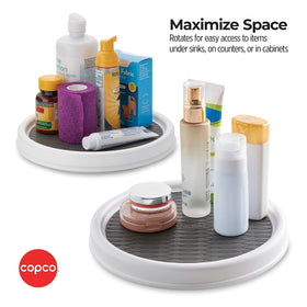 Wipe-clean Copco turntable surface after use in the kitchen.