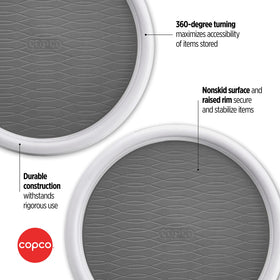 Close-up of Copco non-skid liner securing items during rotation.