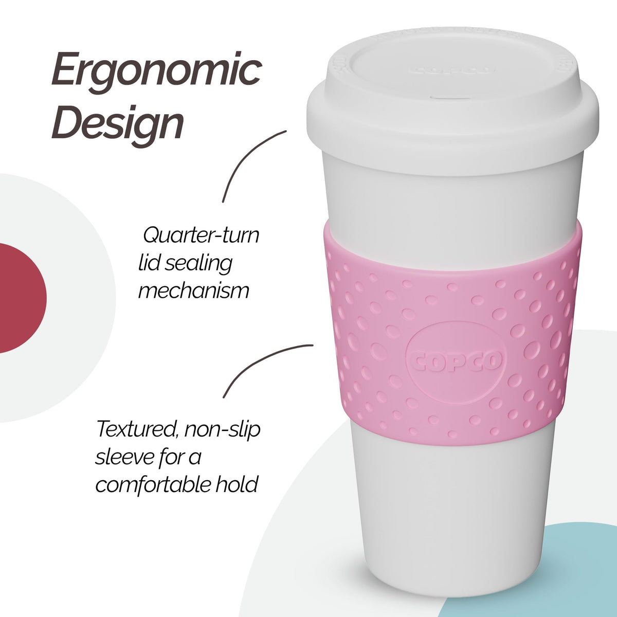 Copco Acadia fits standard car cup holders for easy travel.