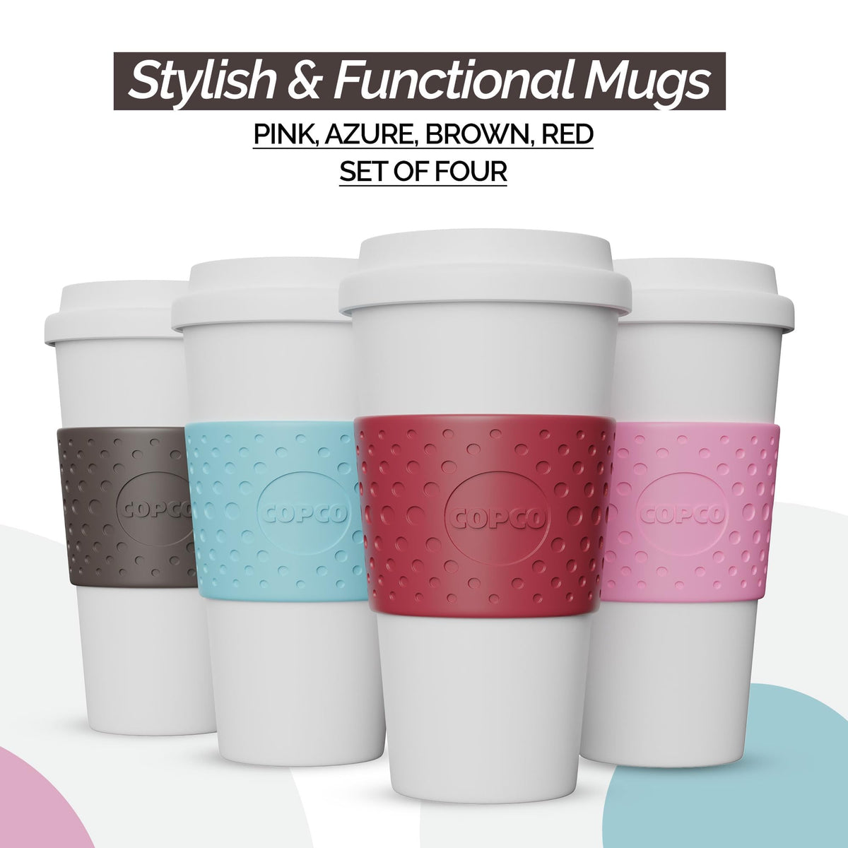 Copco Acadia mug close-up highlights double-wall insulation.