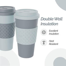 Copco Acadia quarter-turn lid on the mug for spill reduction.