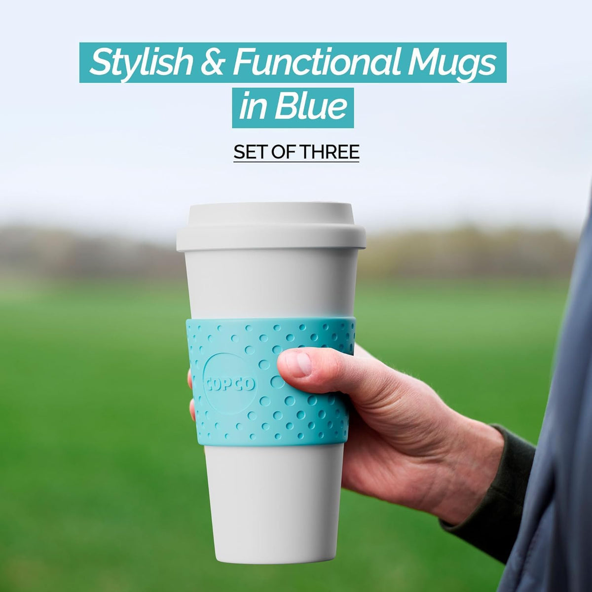 Acadia mug sleeve provides non-slip grip for secure handling on the move.