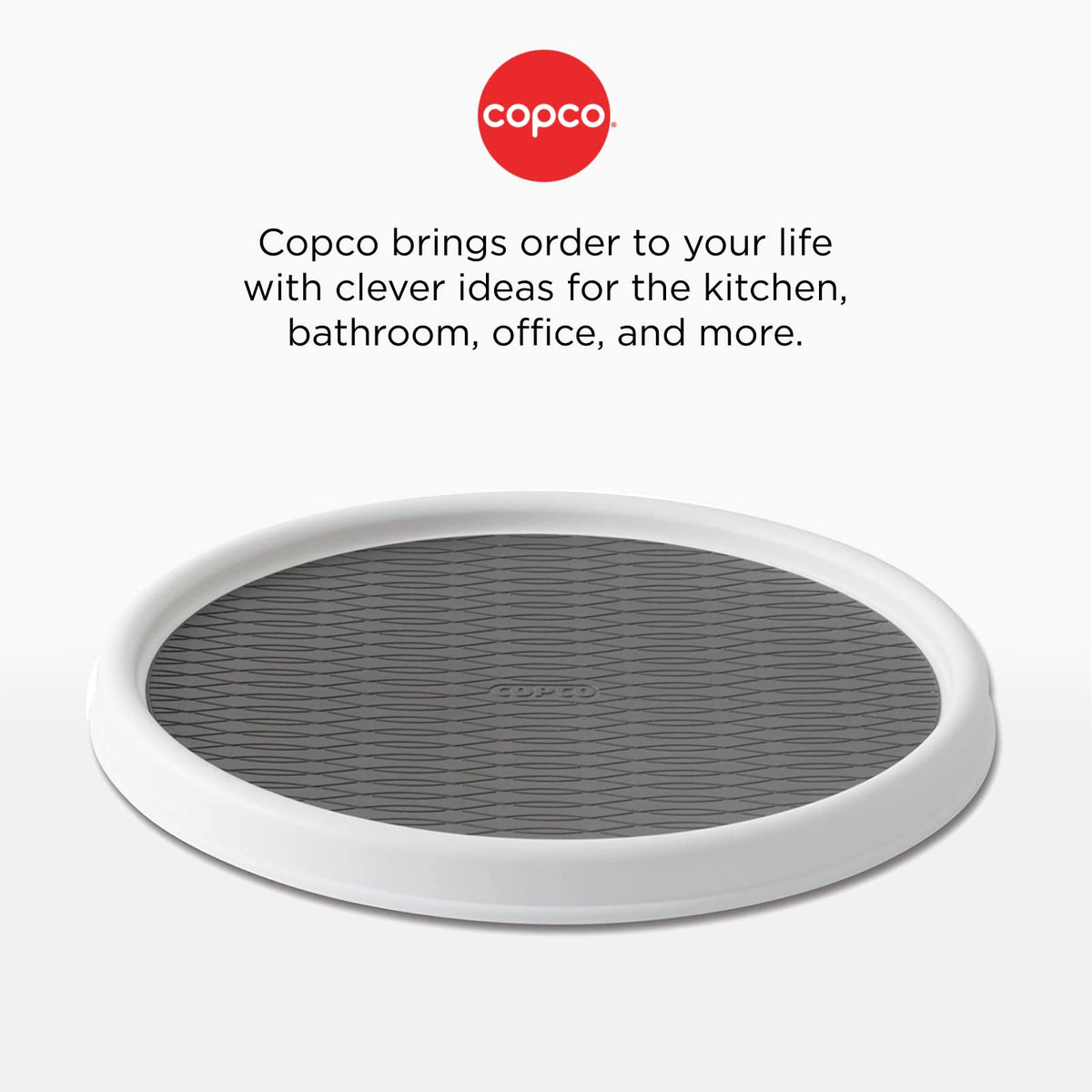 Copco Basics bathroom counter organization for cosmetics and toiletries.