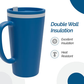 Copco Cone mug with comfort grip handle offers secure, comfortable carrying during travel and errands.