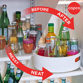Copco compact 12-inch design fits kitchen and bathroom storage spaces.