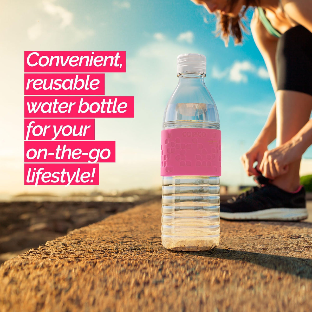Copco Hydra bottle with leak-proof lid keeps liquids contained during commutes and workouts.