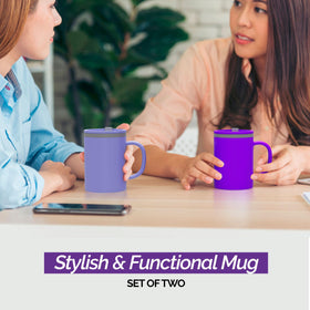 Copco Iconic wide-mouth desk mug in purple for easy ice and quick cleaning