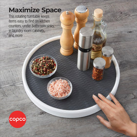 Copco Pro Lazy Susan nonskid base secures items during rotation