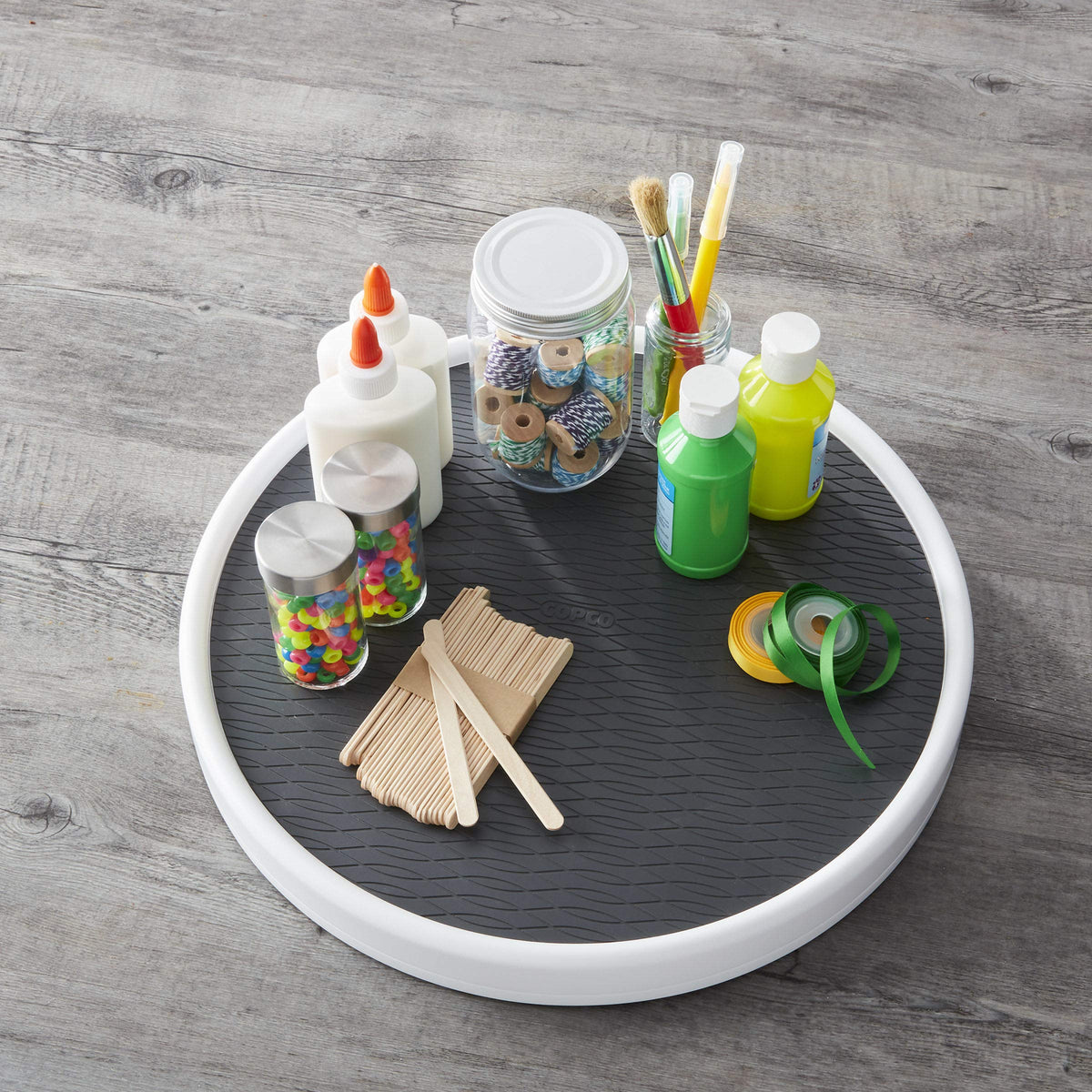 Copco Pro 15-Inch Lazy Susan raised rim prevents spills on tall bottles