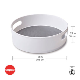 Copco smooth-glide rotating organizer in a cabinet.