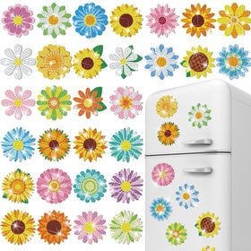 Copkim daisy diamond art magnet on fridge adds cheerful color and easy customization.