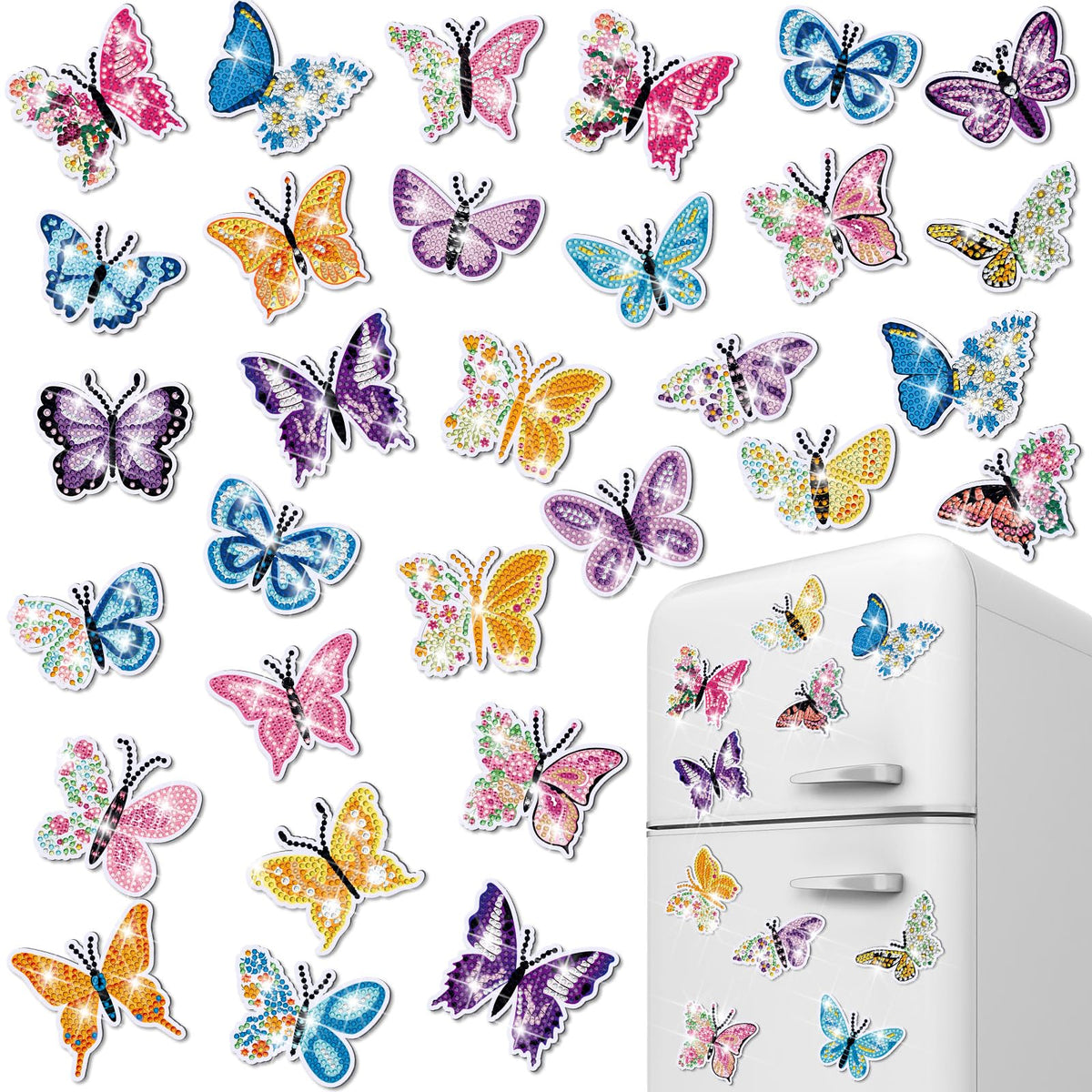 Copkim butterfly diamond art magnets on fridge add color to your kitchen