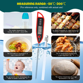 Copkim instant read thermometer provides fast accurate temperature readings.