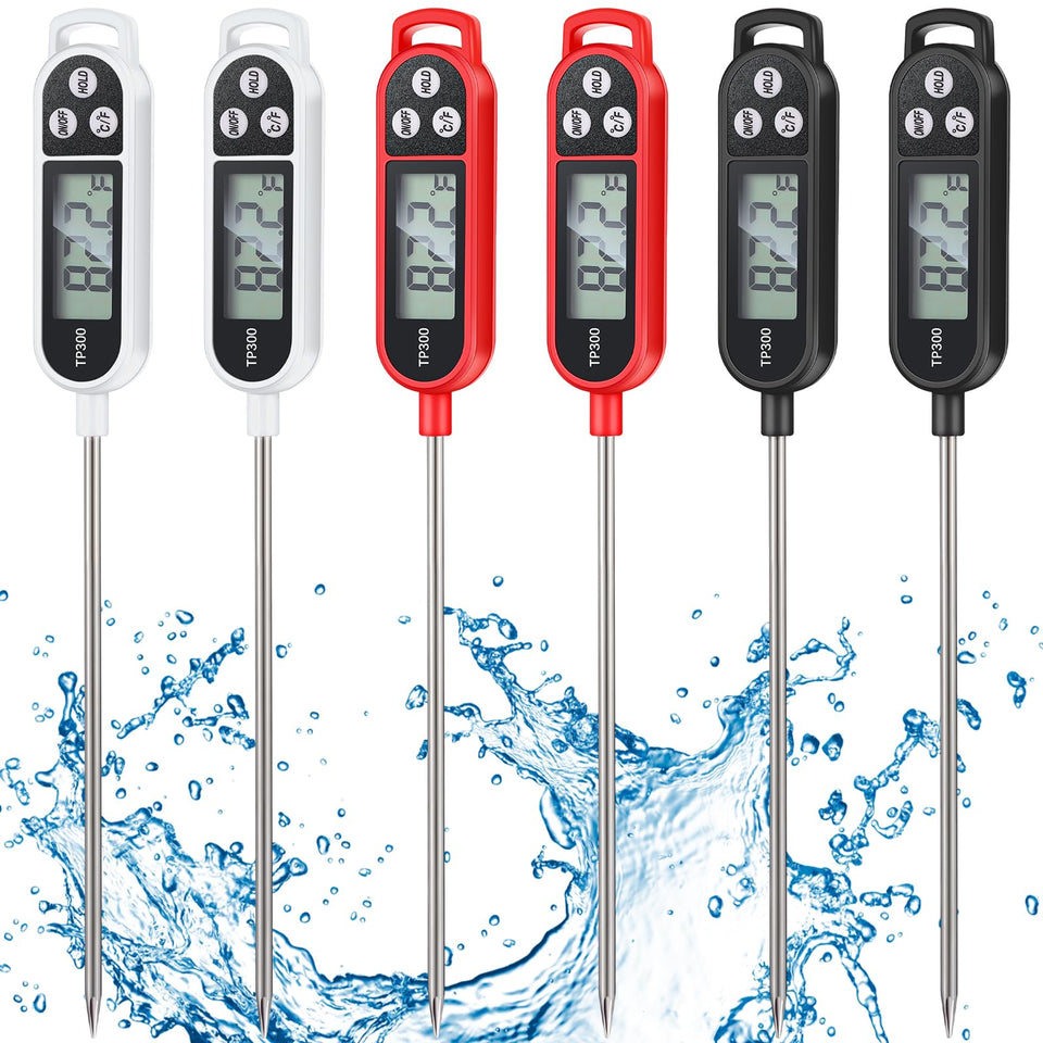 Copkim instant-read thermometer in black with round-square ring for quick grilling temps