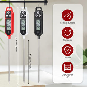 Copkim instant-read thermometer in white with round-square ring for fast readings