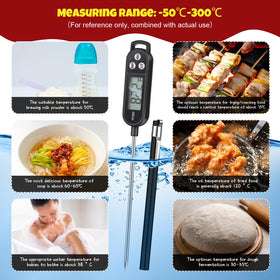 Copkim long-probe thermometer showing 9.65-inch design for safer grilling