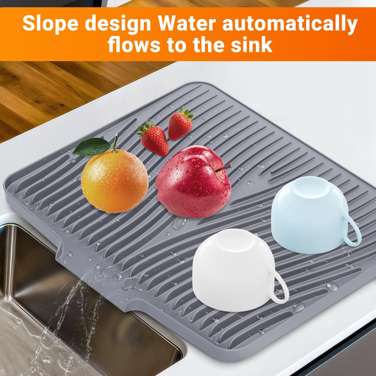 COPLIB silicone mat offers non-slip surface for stable drying.
