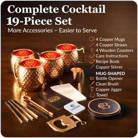 Copper-Bar brass-handle mugs provide secure, comfortable grip