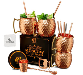 Copper-Bar Moscow Mule mugs with hammered finish for elegant entertaining
