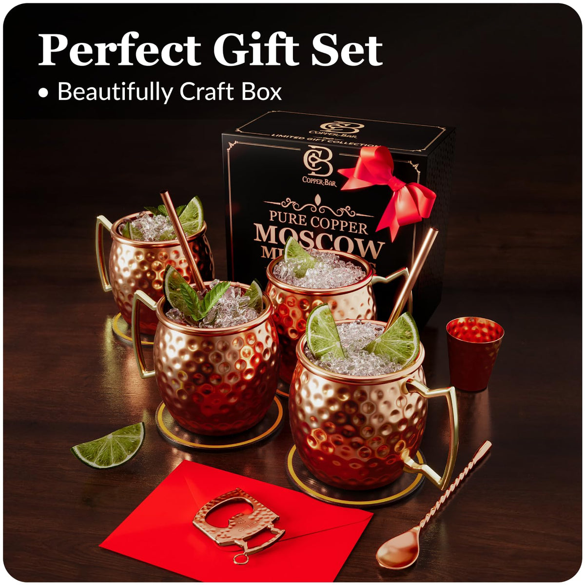 Copper-Bar straight straws and straw brush for easy, clean sipping