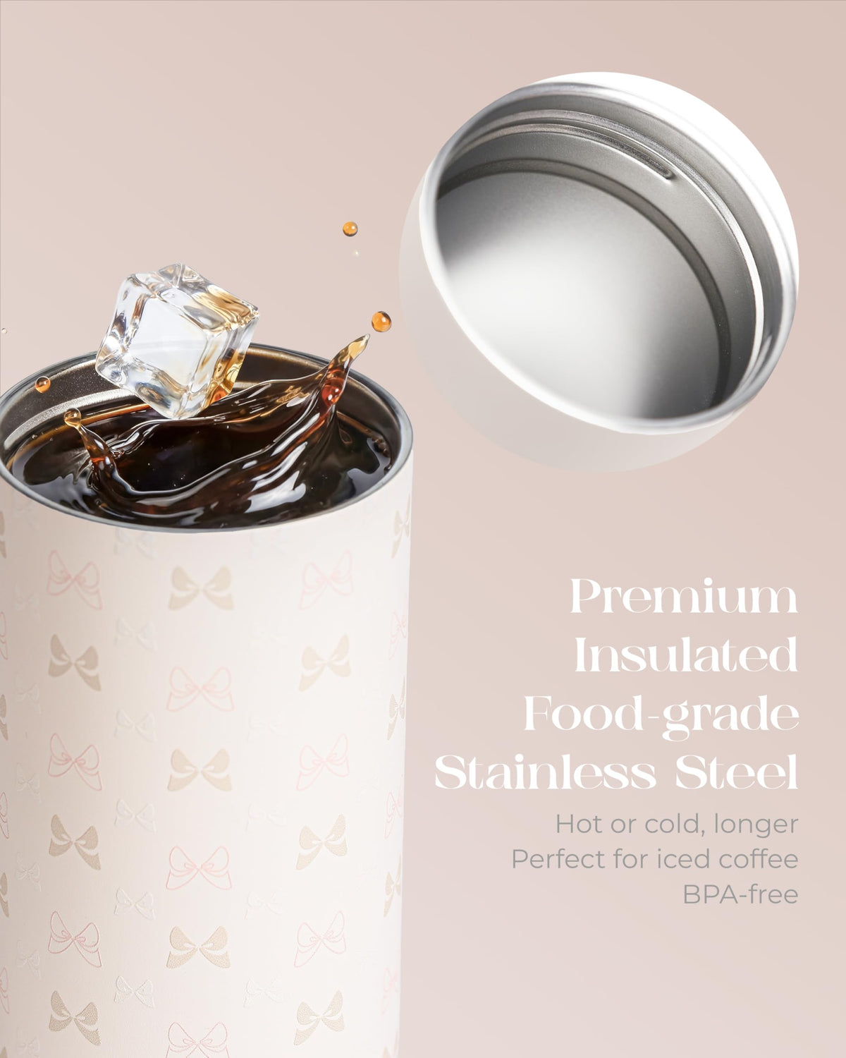Coquella anti-slip base keeps the tumbler steady on desks and surfaces.