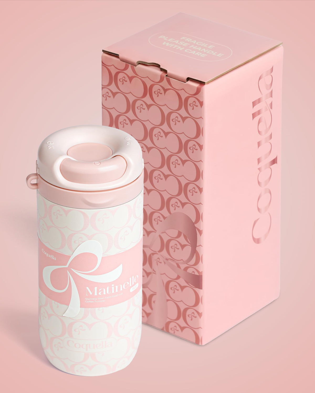 Coquella bow charm detail adds stylish, portable flair.