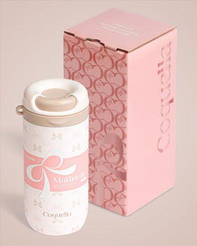 Coquella double-wall insulated mug preserves flavor with BPA-free stainless steel.