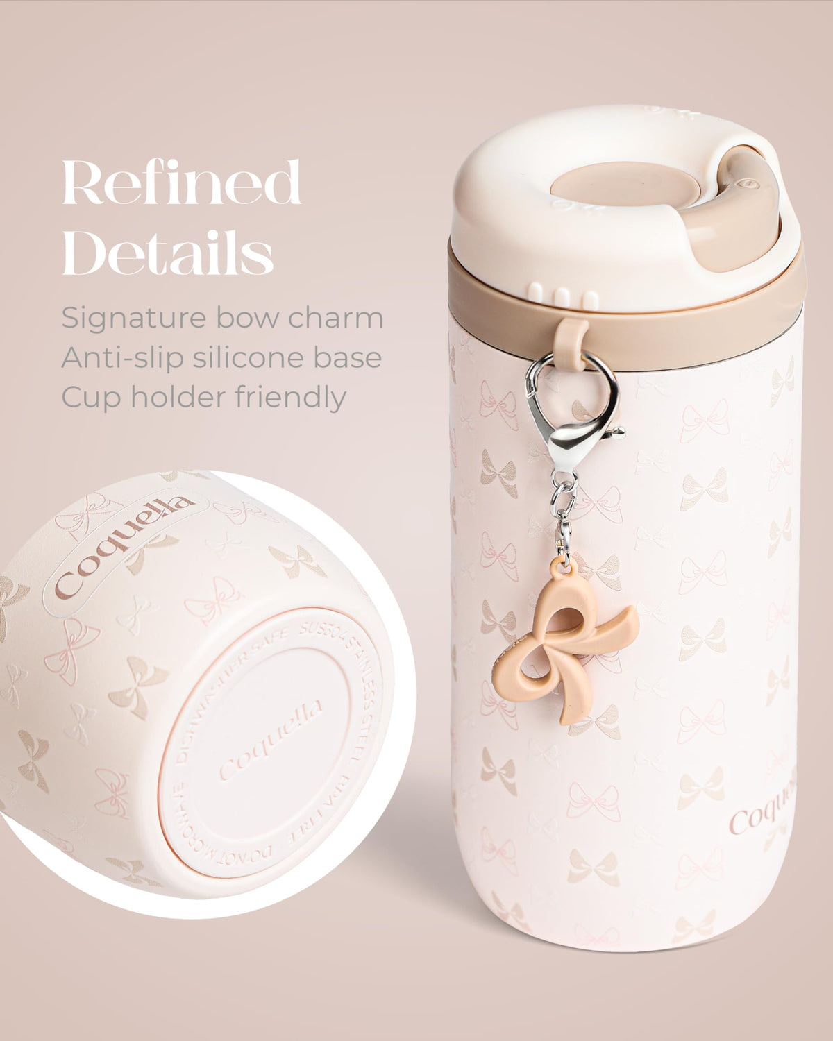 Coquella leakproof travel mug resists spills in bags and cupholders.